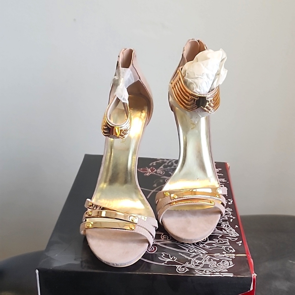 Peep toe, ankle strap heels